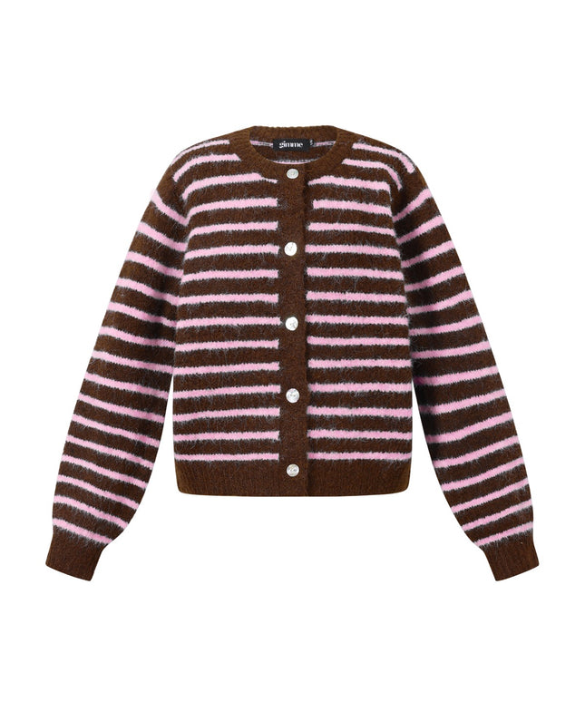 Fluffy Lines Knit bruine strepen