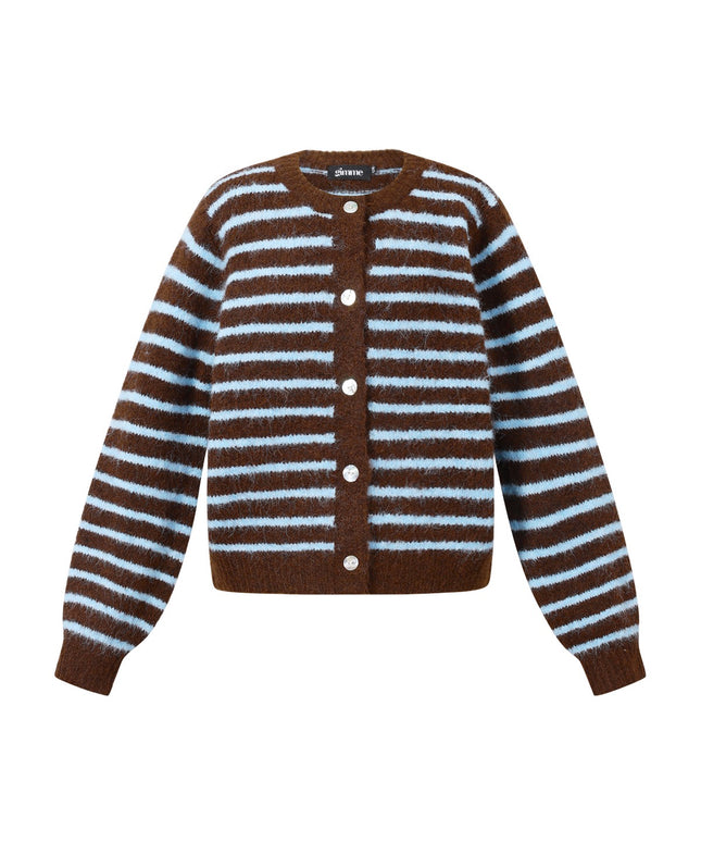 Fluffy Lines Knit bruine strepen